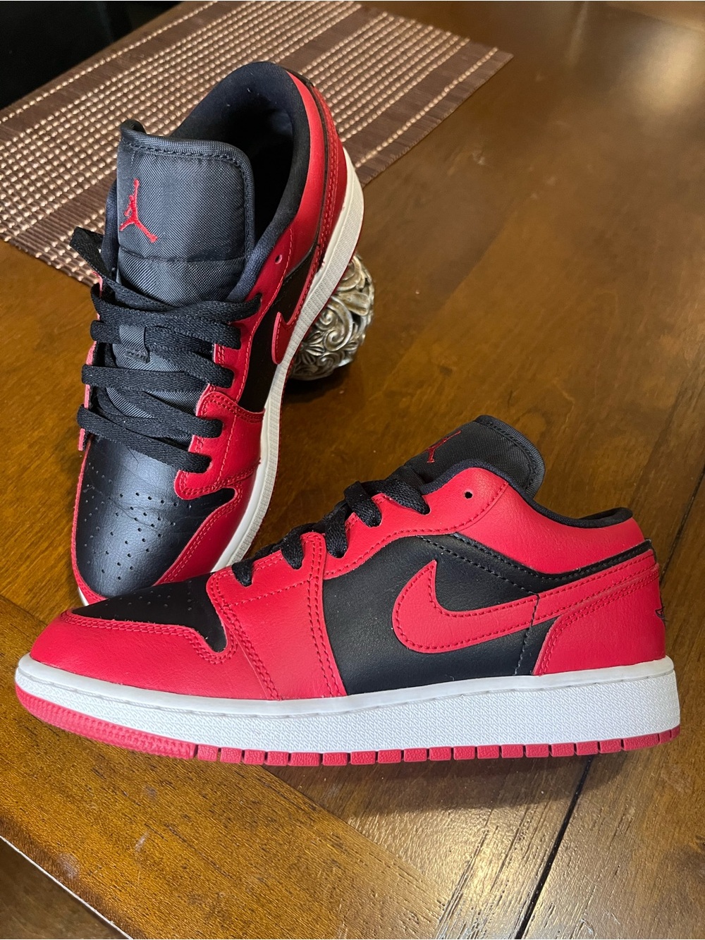 Jordan Kids' Black (Women Size 7) and Red Low-Top Sneakers